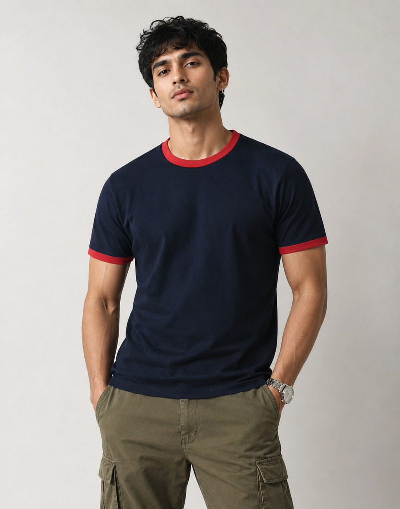 Navy Blue Ringer Tee