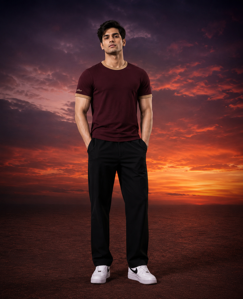 Burgundy/ Wine Ringer Tee