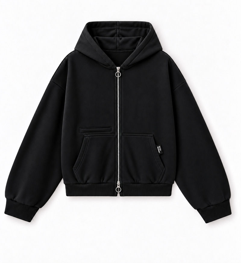 Dual-Zip Black Hoodie