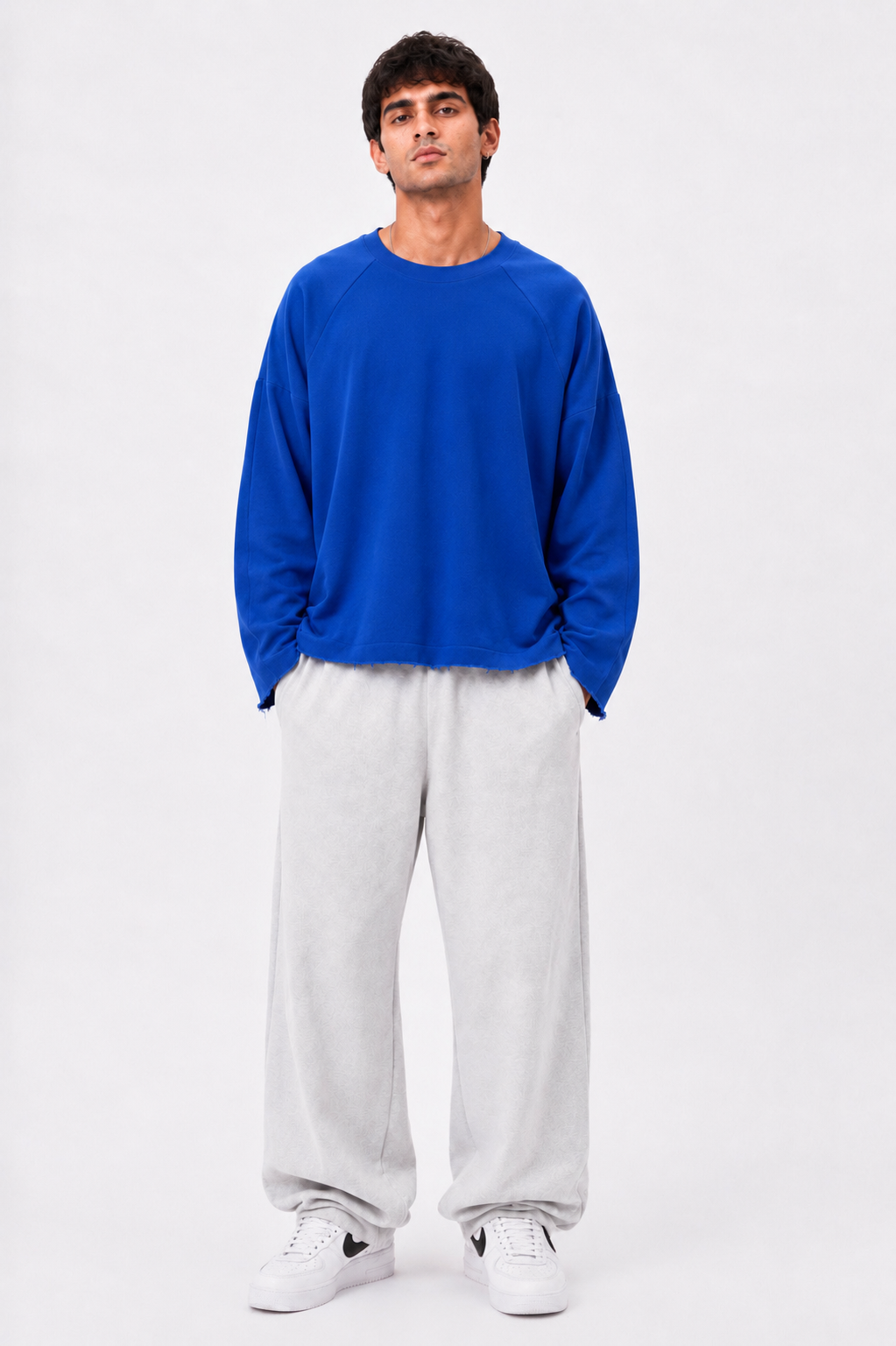 ROYAL BLUE RAGLAN TEE—FULL SLEEVES RAW