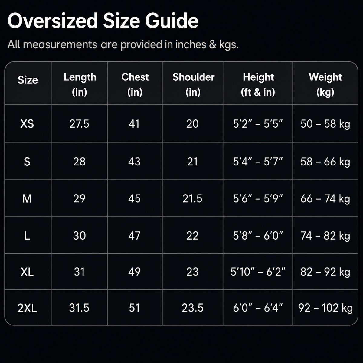Size guide