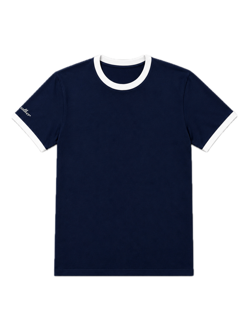 Navy Blue with white collar ringer tee