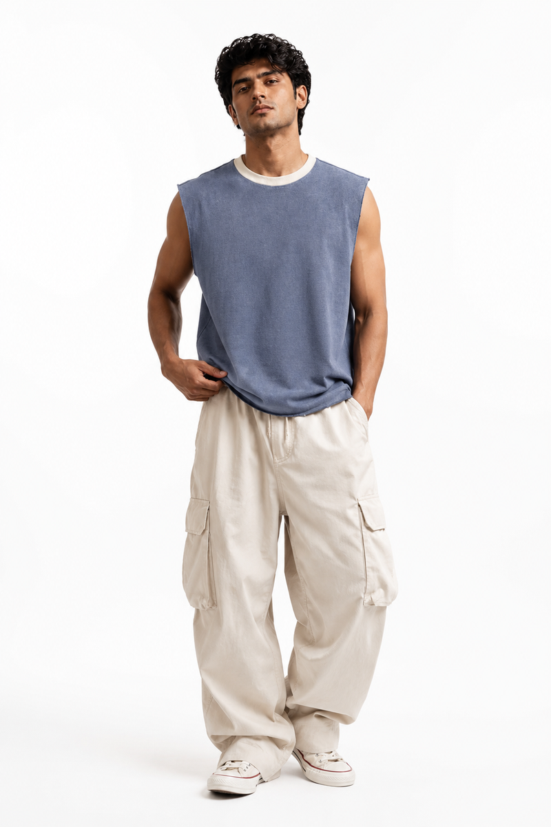 DENIM BLUE ACID WASH TANK TOP