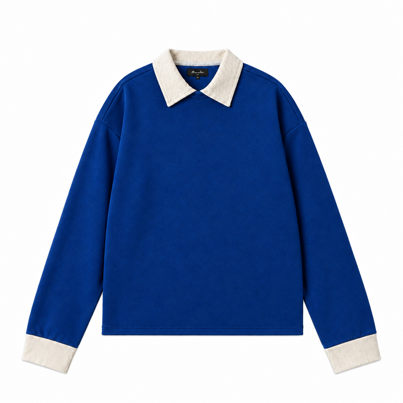 LAYERED COLLAR TEE- ROYAL BLUE/OFF WHITE