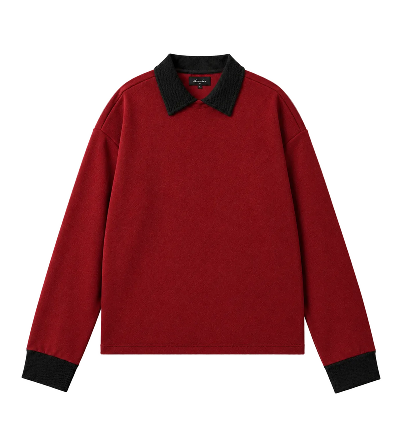 LAYERED COLLAR TEE- RED/ BLACK