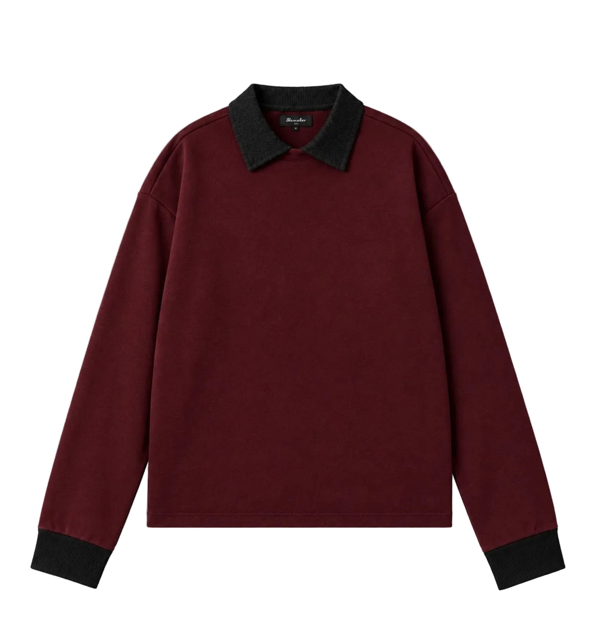 LAYERED COLLAR TEE- WINE/BLACK
