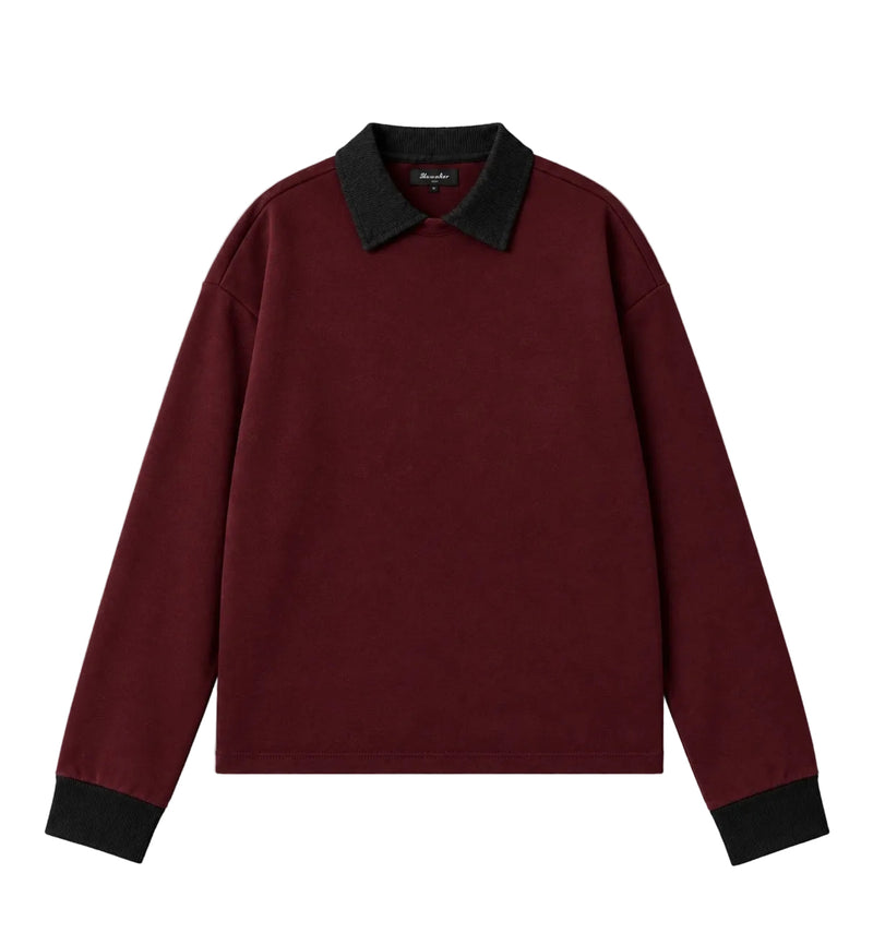LAYERED COLLAR TEE- WINE/BLACK