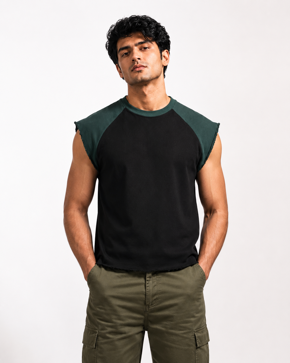 Forest Green/Black Raglan Tank