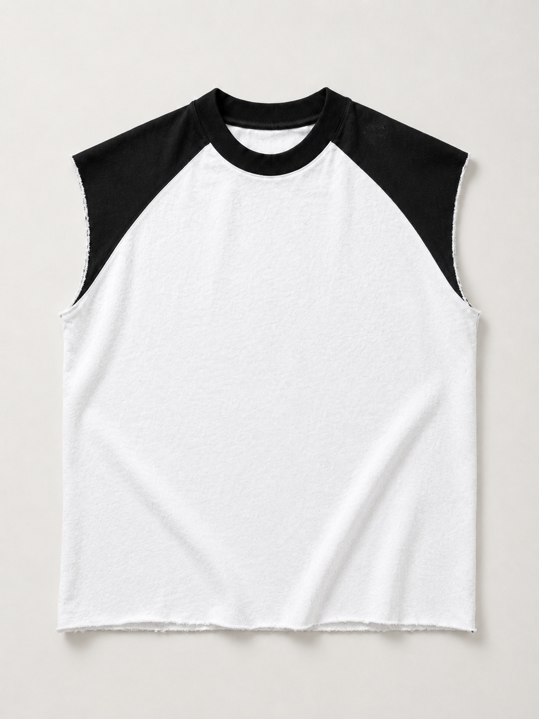 White-black Raglan Cutoff Tank