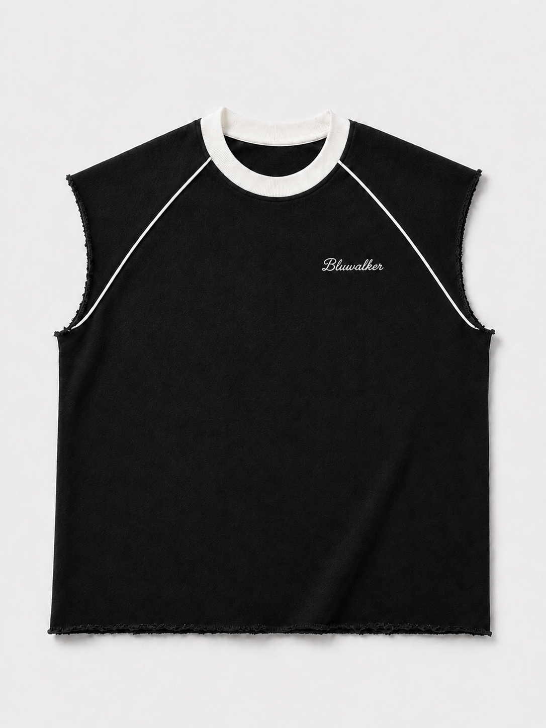 Black-White Piped raw Raglan Tank