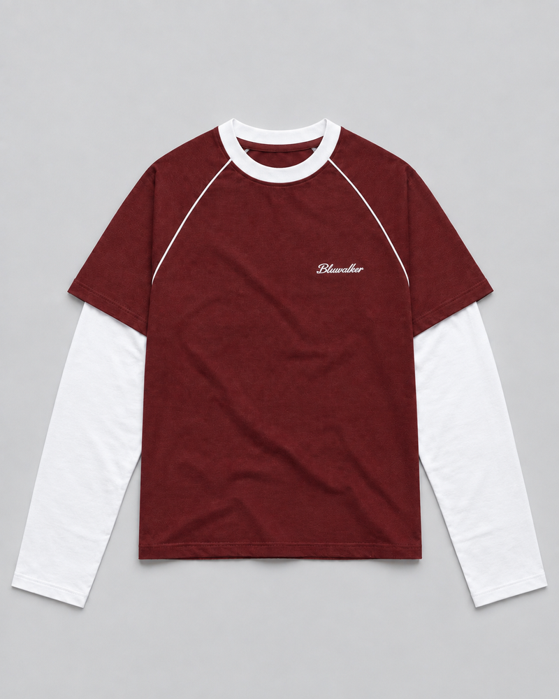 Split Sleeve(Maroon/white) long sleeves