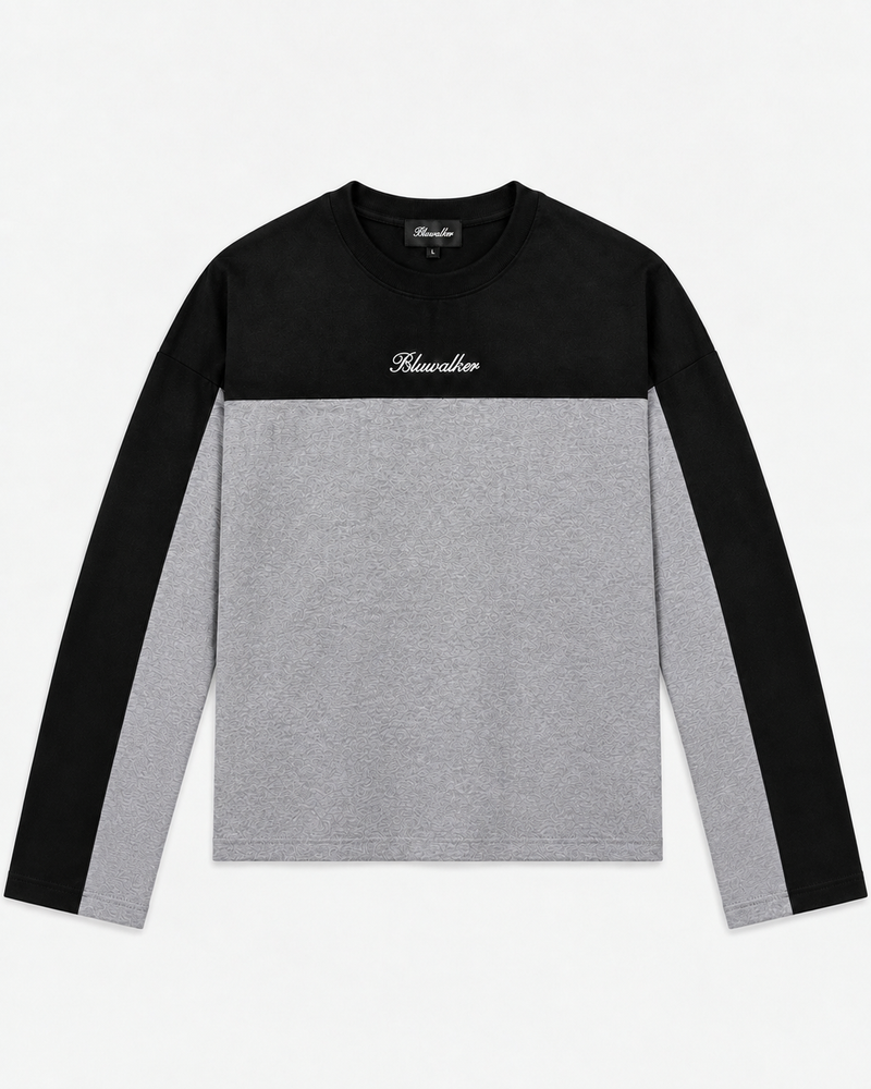 CONTRAST SERIES-01 (BLACK/MELANGE GREY BOXY TEE)