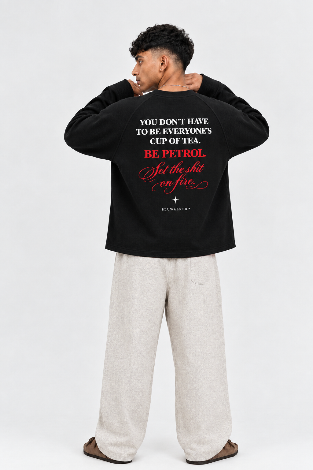 Petrol- black raglan f/s