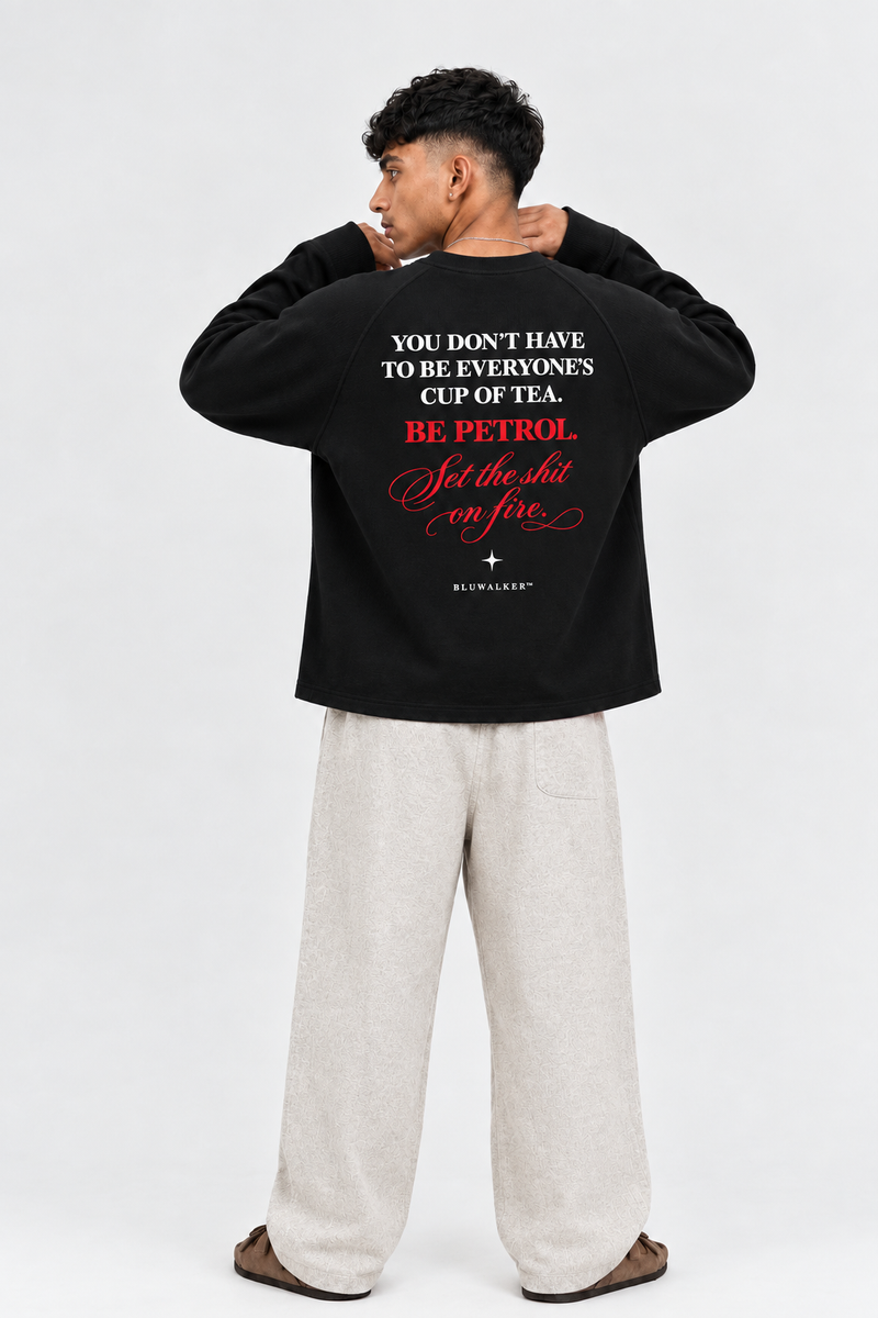 Petrol- black raglan f/s