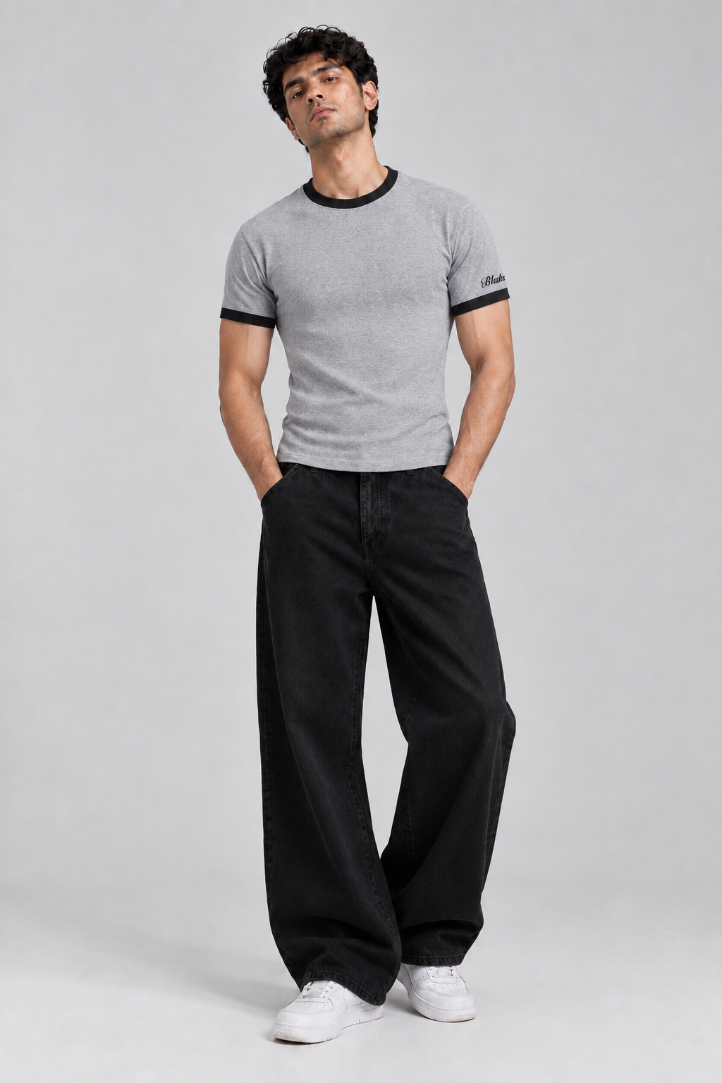 Melange- grey ringer tee