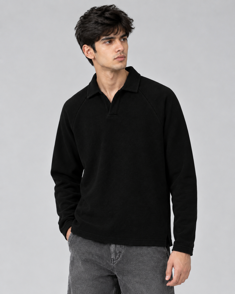 Black Raglan Polo F/s