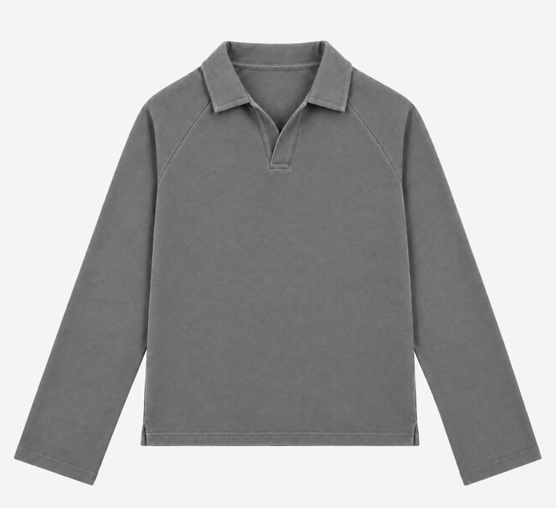 Grey Raglan Polo F/s
