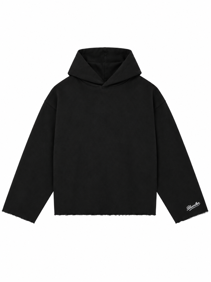 Hoodie Raw Edge- black