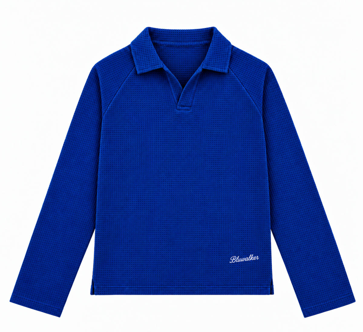 Waffle polo royal blue