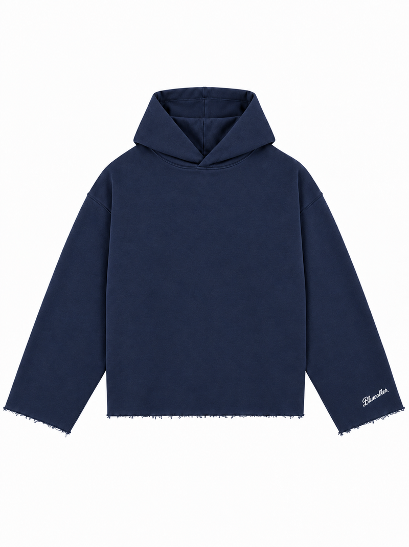 Hoodie Raw Edge- Navy blue