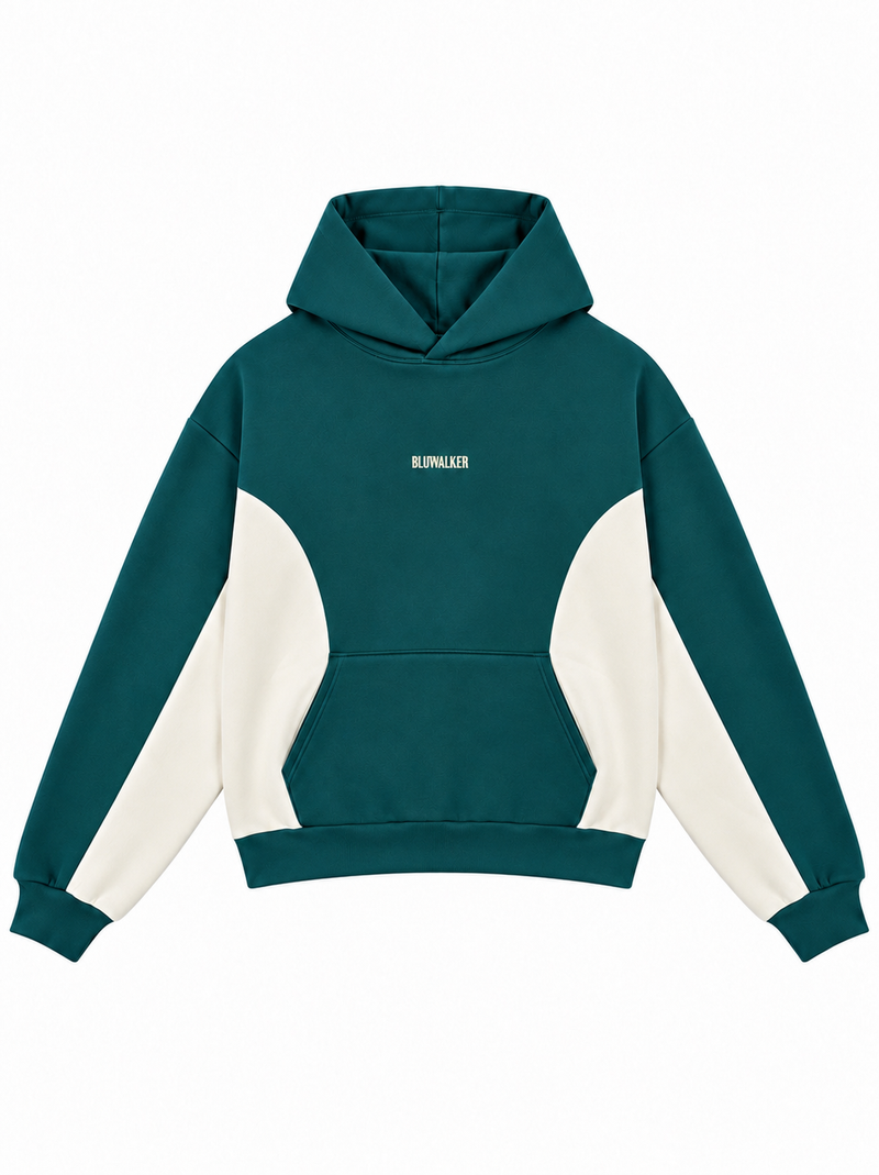Eclipse hoodie - Teal/off white