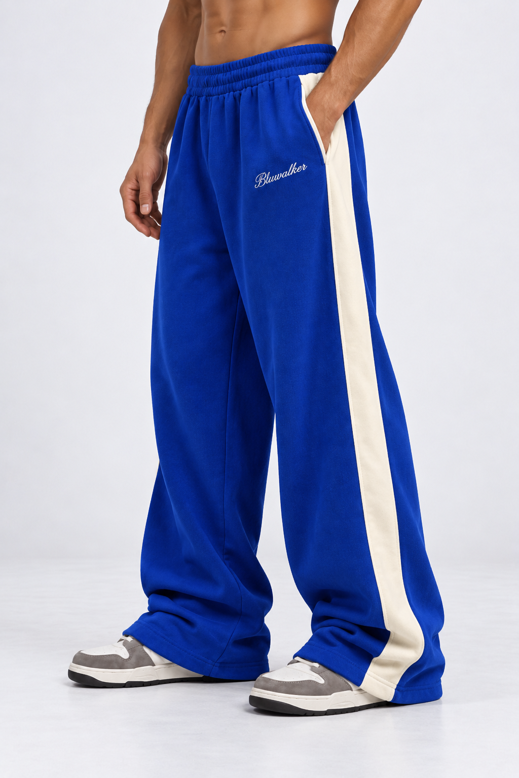 Sweatpants stripe royal/off white